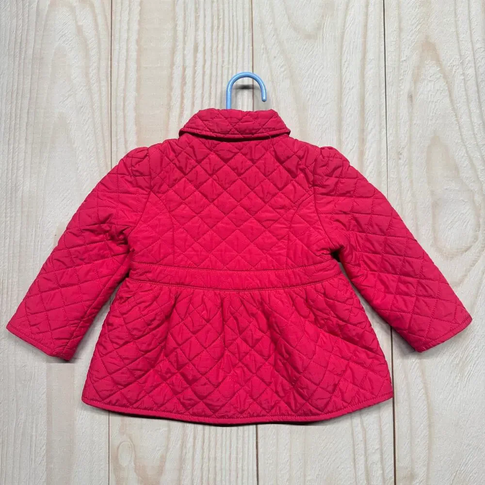 Ralph Lauren Baby Girls 24M Quilted Double-Breasted Coat Jacket Pink